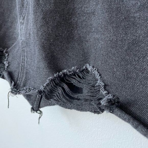 Missguided Distressed Black Denim Mini Skirt Size 6 - Picture 5 of 15